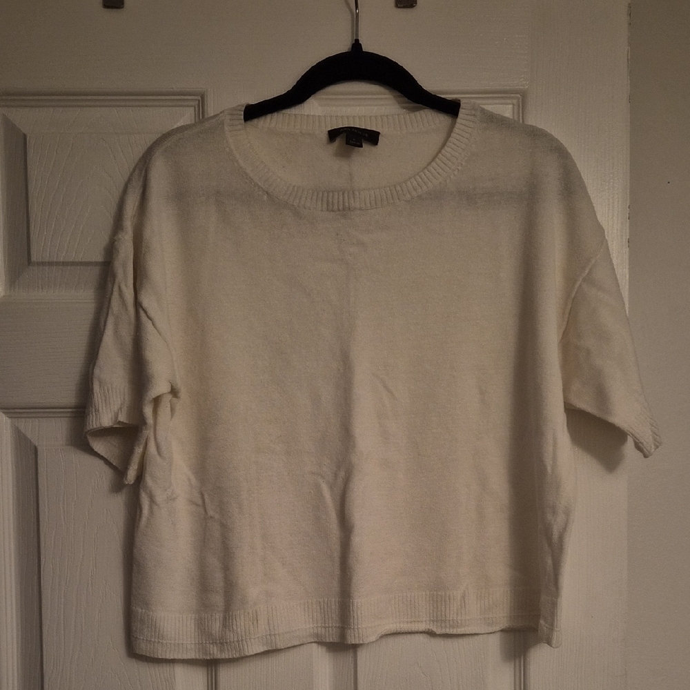 Ann Taylor White Short Sleeve Knit Top